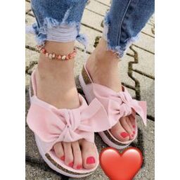 Mytrendshoe Damen Sandalen Pantoletten Schleifen Flache Schuhe Seastar Farbe: Pink